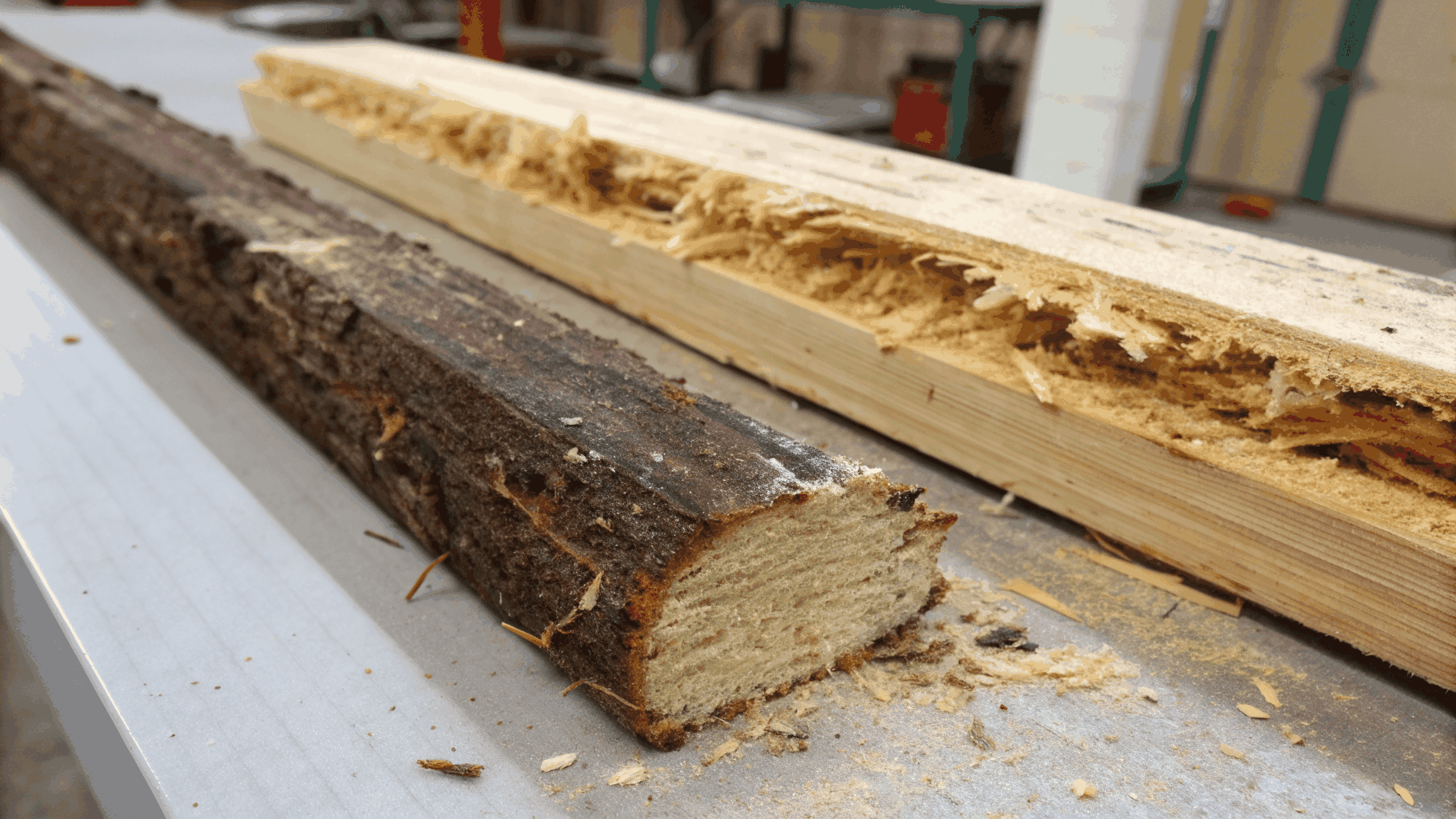 Weakened or crumbling wood