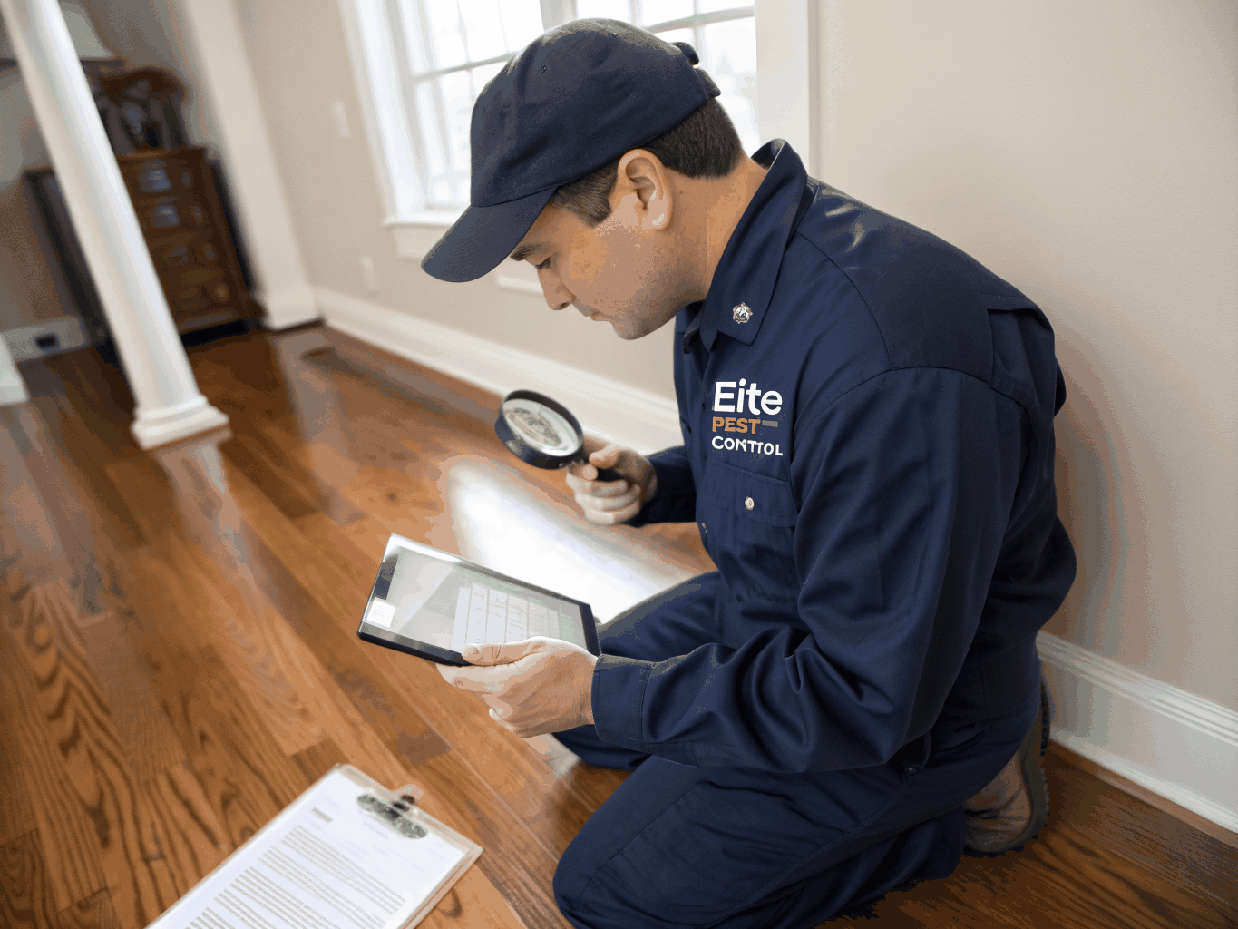 Detailed inspection of wool carpet edging and fabric damage in an Auckland home