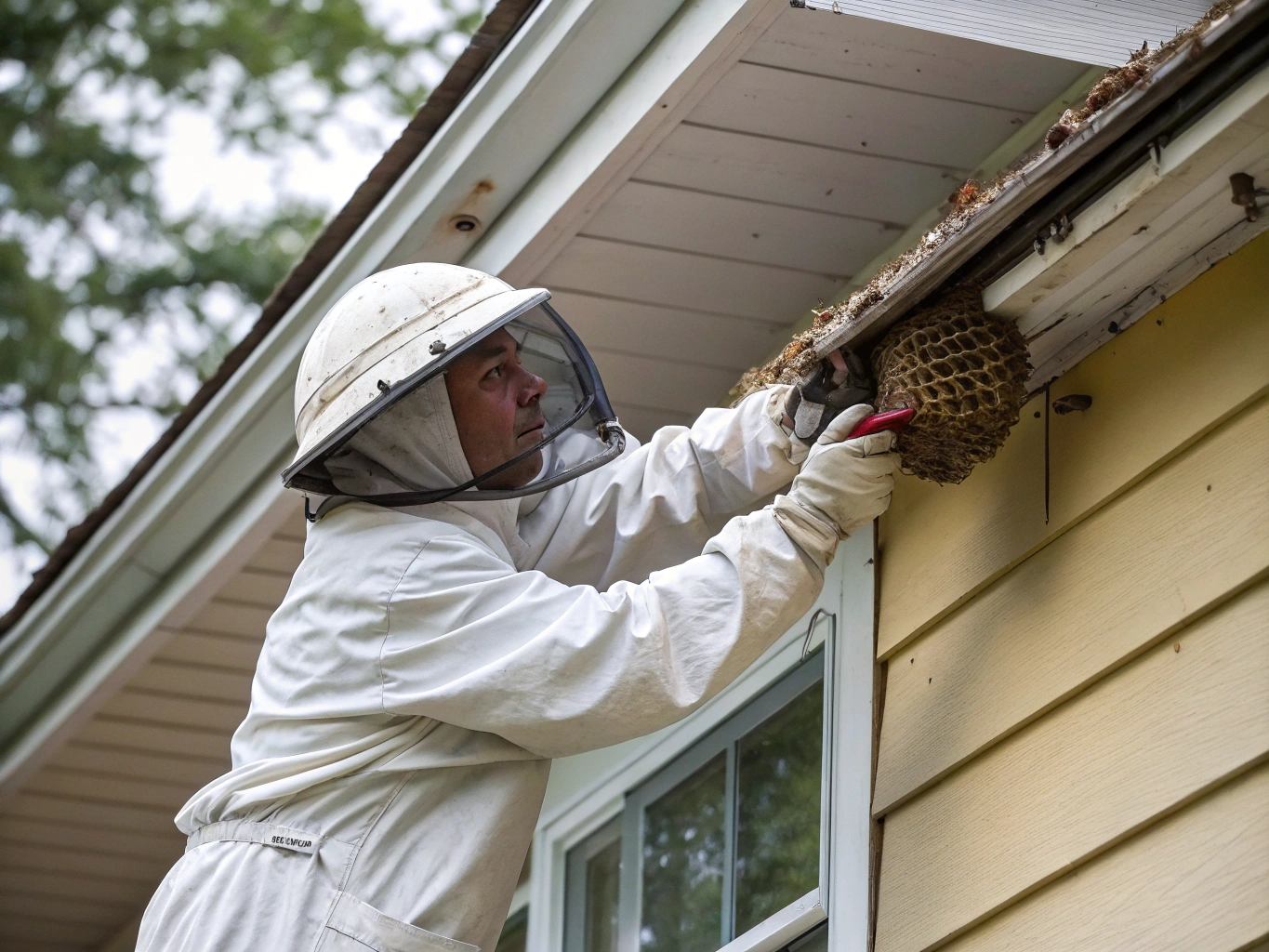 Safe removal and eradication of German wasp nest by certified technician