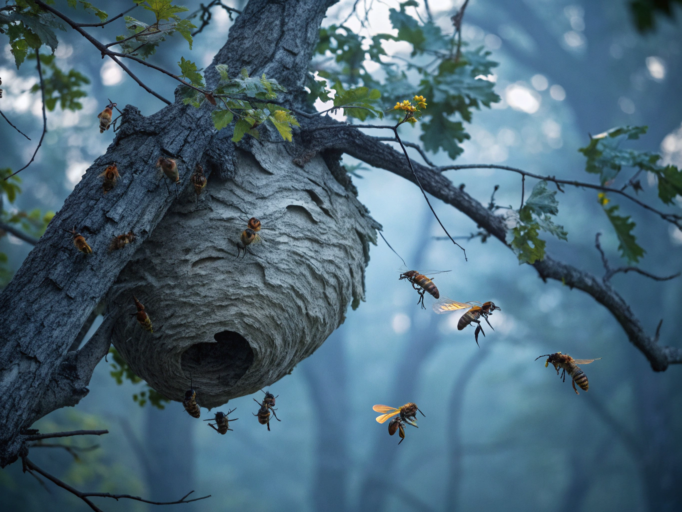 Wasp nest under Auckland residential roof eaves
